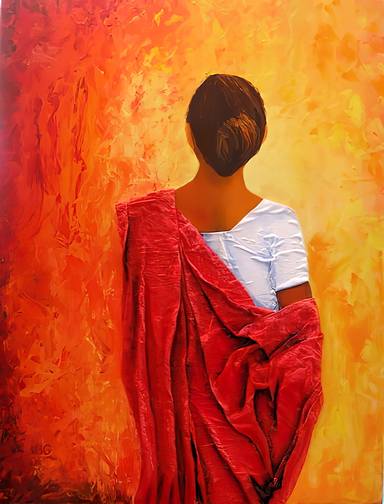 2006 05-Saadi.jpg - Année 2006 - 65 x 50 cm  Tissu collé, huile au pinceau et au couteau sur toile
